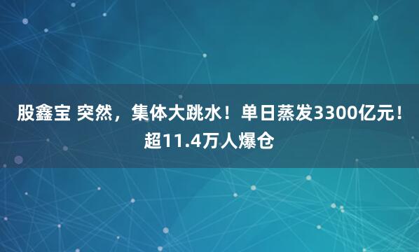 股鑫宝 突然，集体大跳水！单日蒸发3300亿元！超11.4万人爆仓