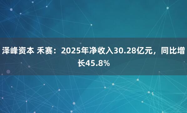 泽峰资本 禾赛：2025年净收入30.28亿元，同比增长45.8%